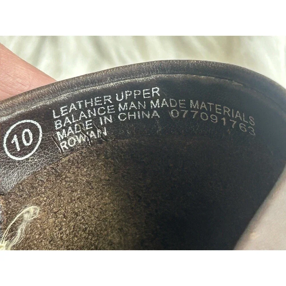 Cherokee Women's 10 Brown Leather Chunky Platform Vintage Style Comfort Slides